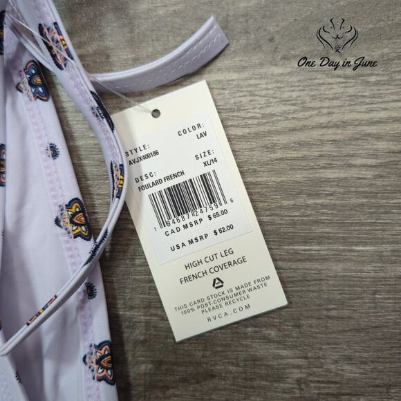 RVCA Foulard French Tie Side Bikini Bottom Size XL - Picture 4 of 5